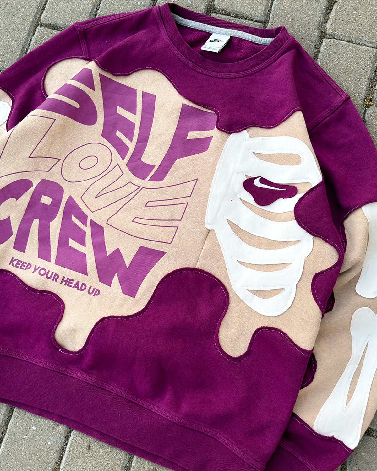 'SELF LOVE CREW' REWORKED SWEATSHIRT (w XL)