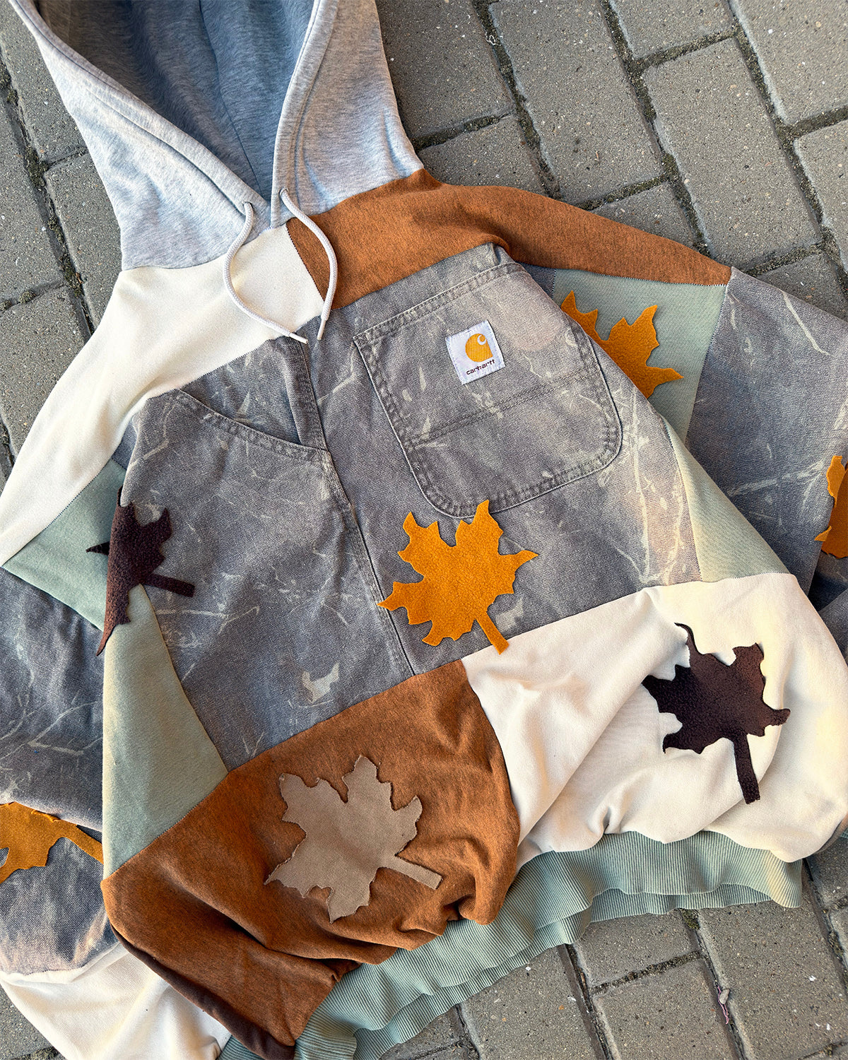'LEAVES' PATCHWORK HOODIE (XL)
