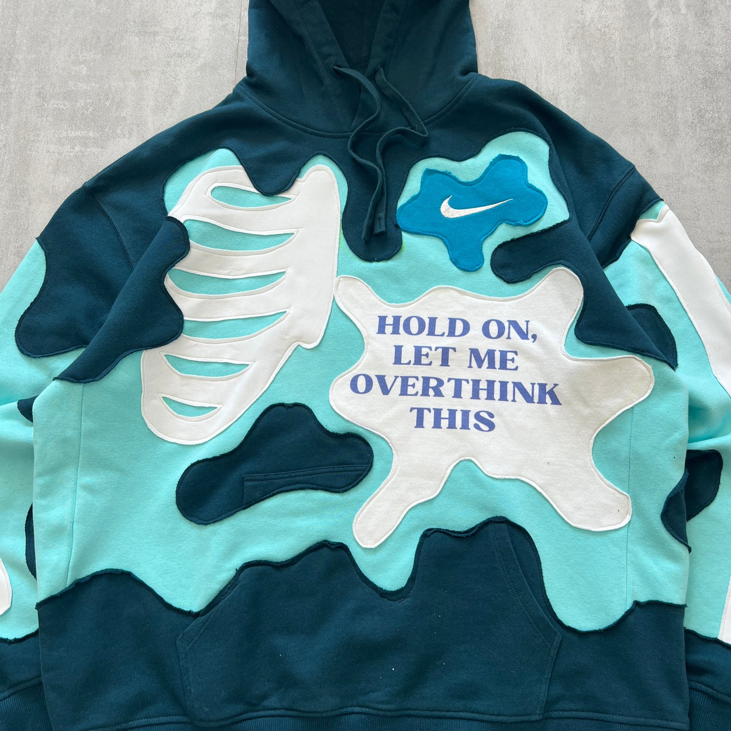 'HOLD ON LET ME OVERTHINK THIS' HOODIE (L)
