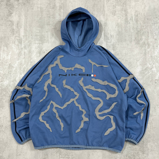 'LIGHTNING'  VINTAGE REFLECTIVE HOODIE (L)