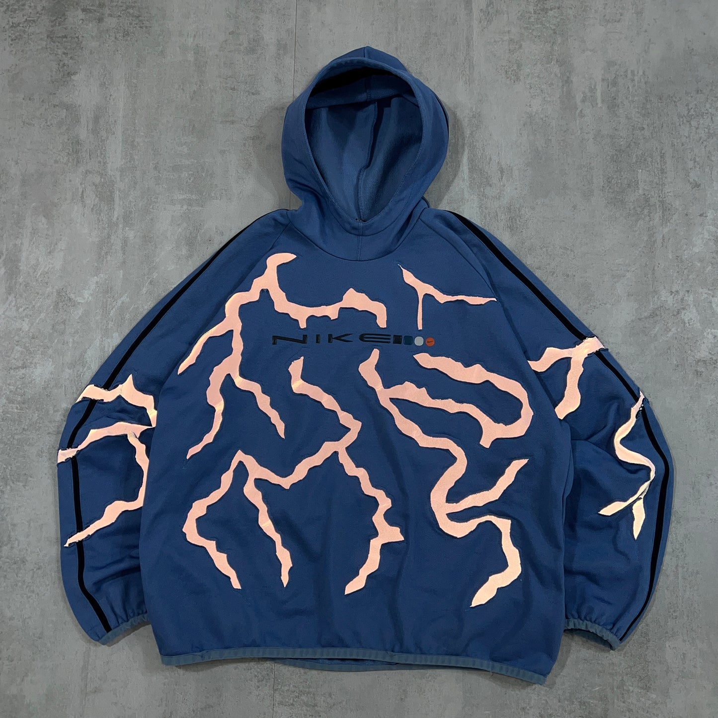 'LIGHTNING'  VINTAGE REFLECTIVE HOODIE (L)