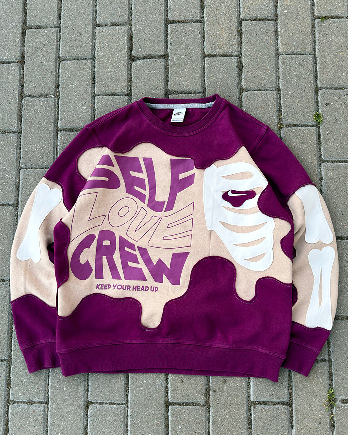 'SELF LOVE CREW' REWORKED SWEATSHIRT (w XL)