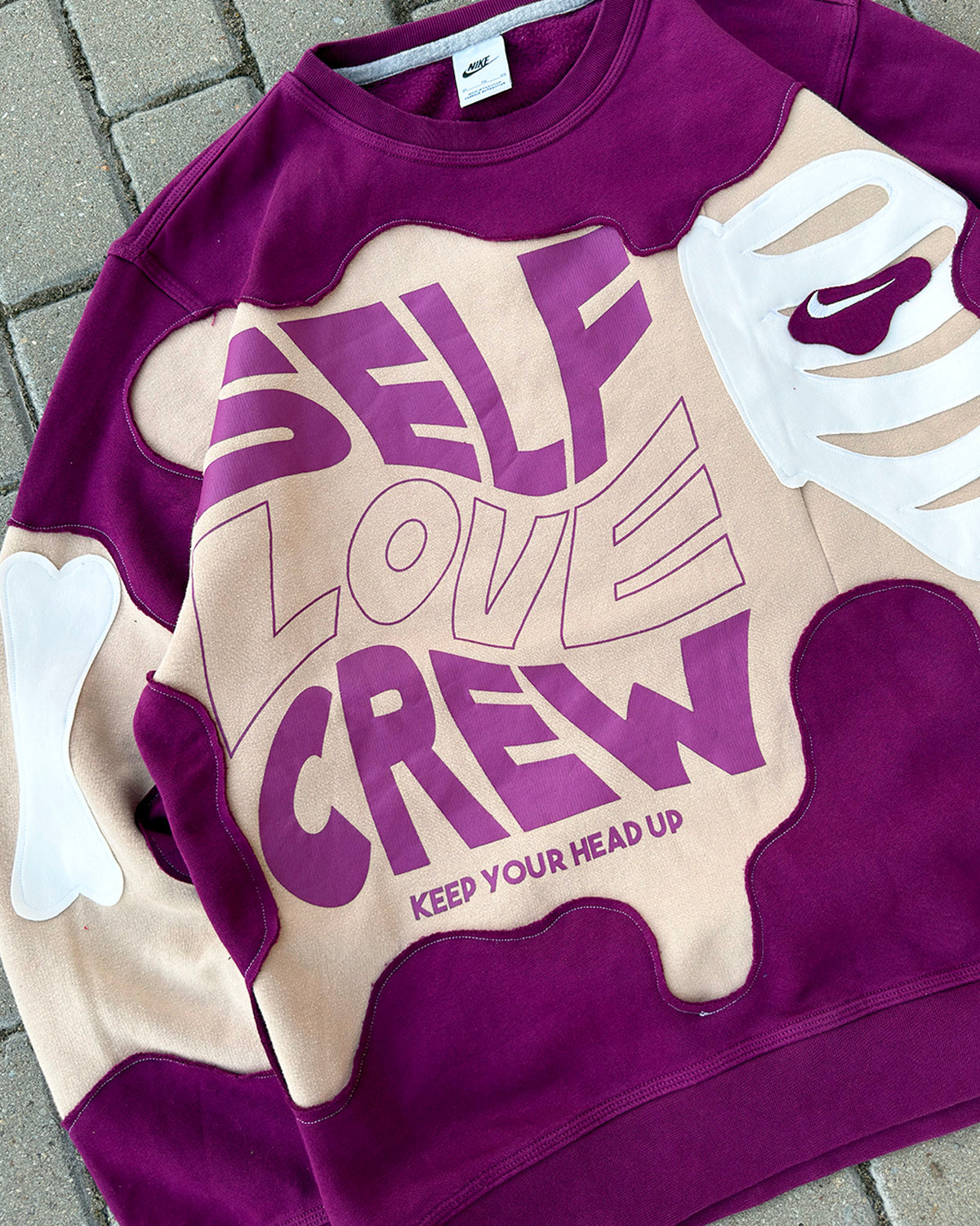 'SELF LOVE CREW' REWORKED SWEATSHIRT (w XL)