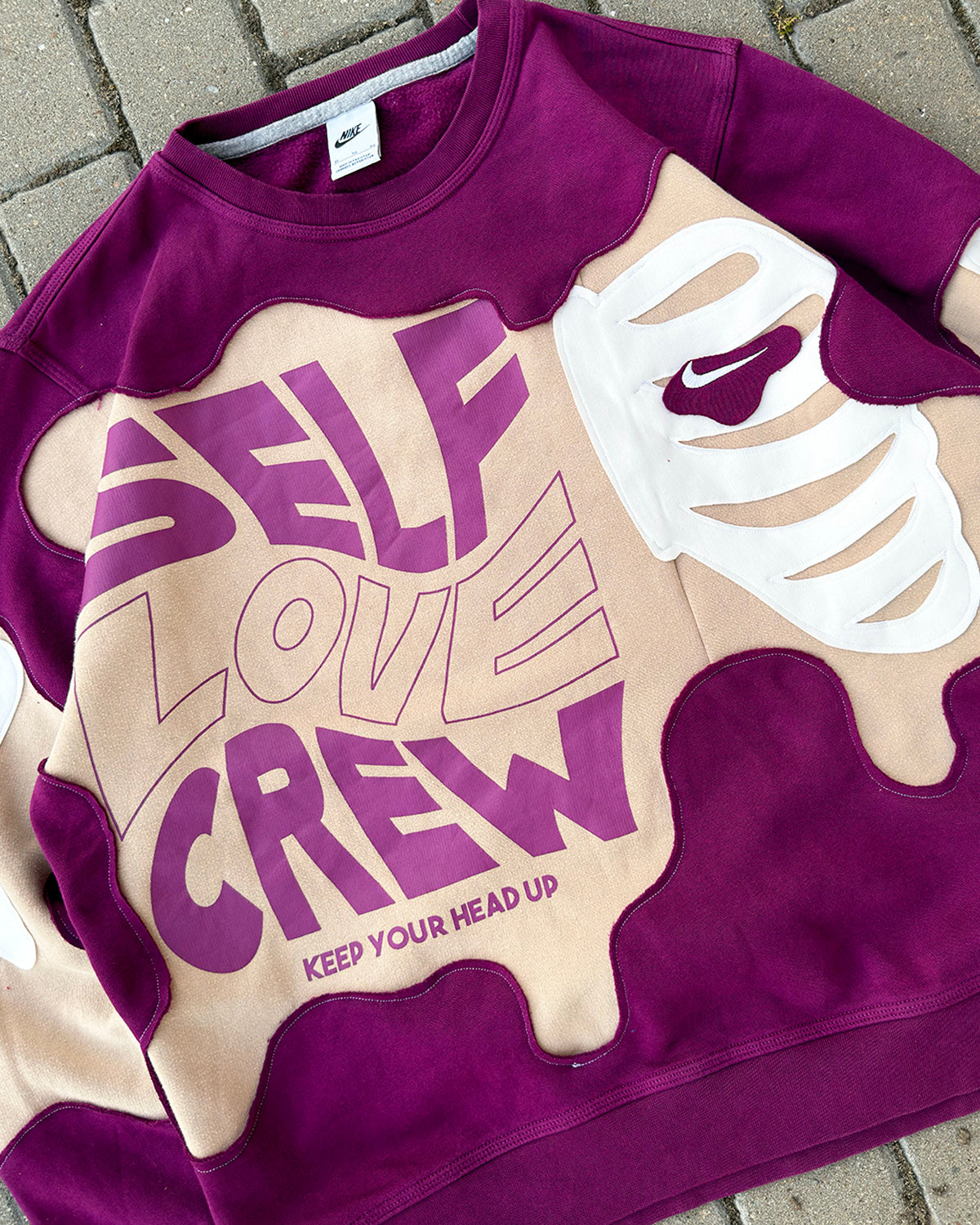 'SELF LOVE CREW' REWORKED SWEATSHIRT (w XL)