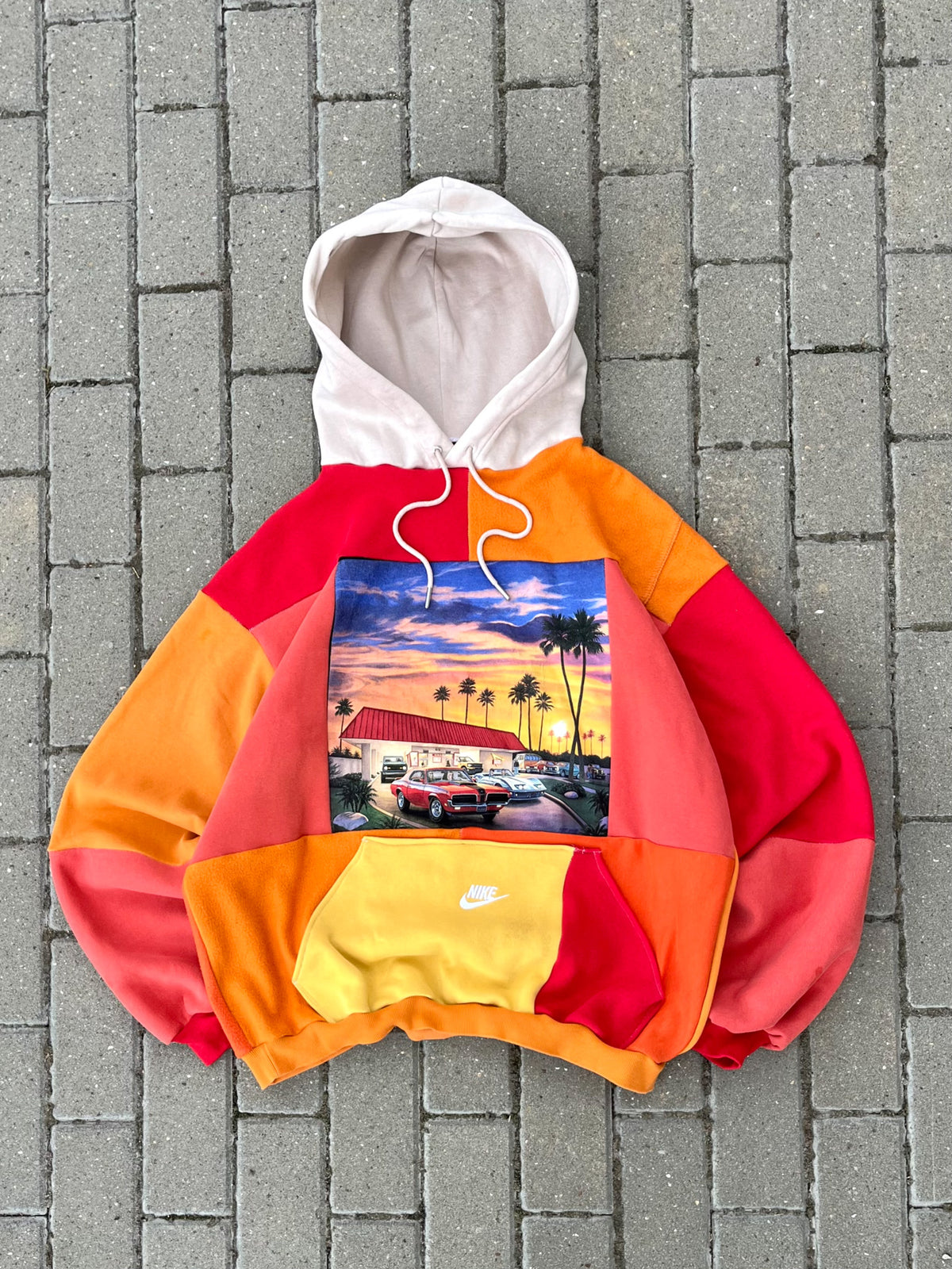 'SUNSET' PATCHWORK HOODIE (L)
