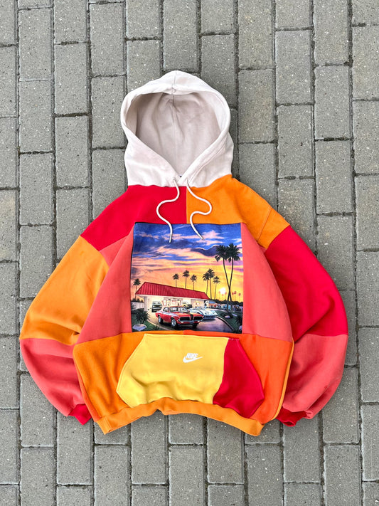 'SUNSET' PATCHWORK HOODIE (L)