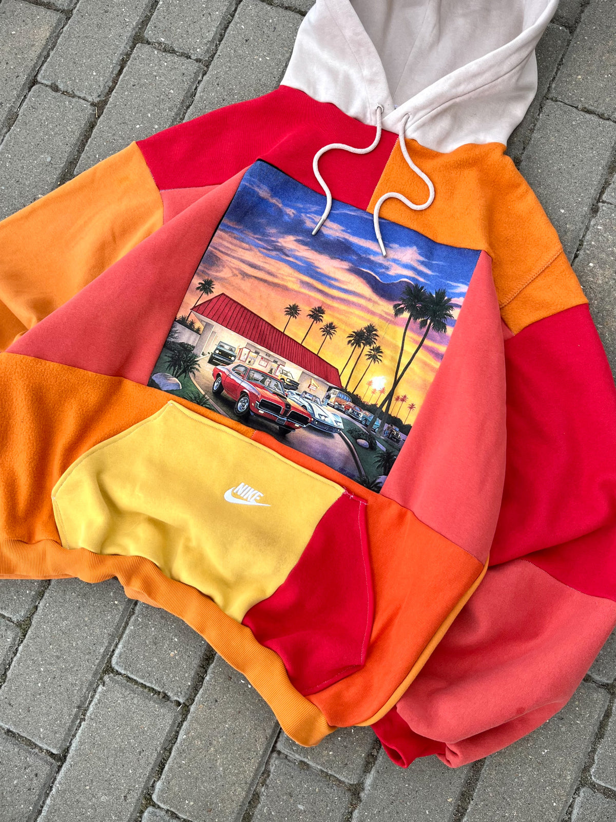 'SUNSET' PATCHWORK HOODIE (L)