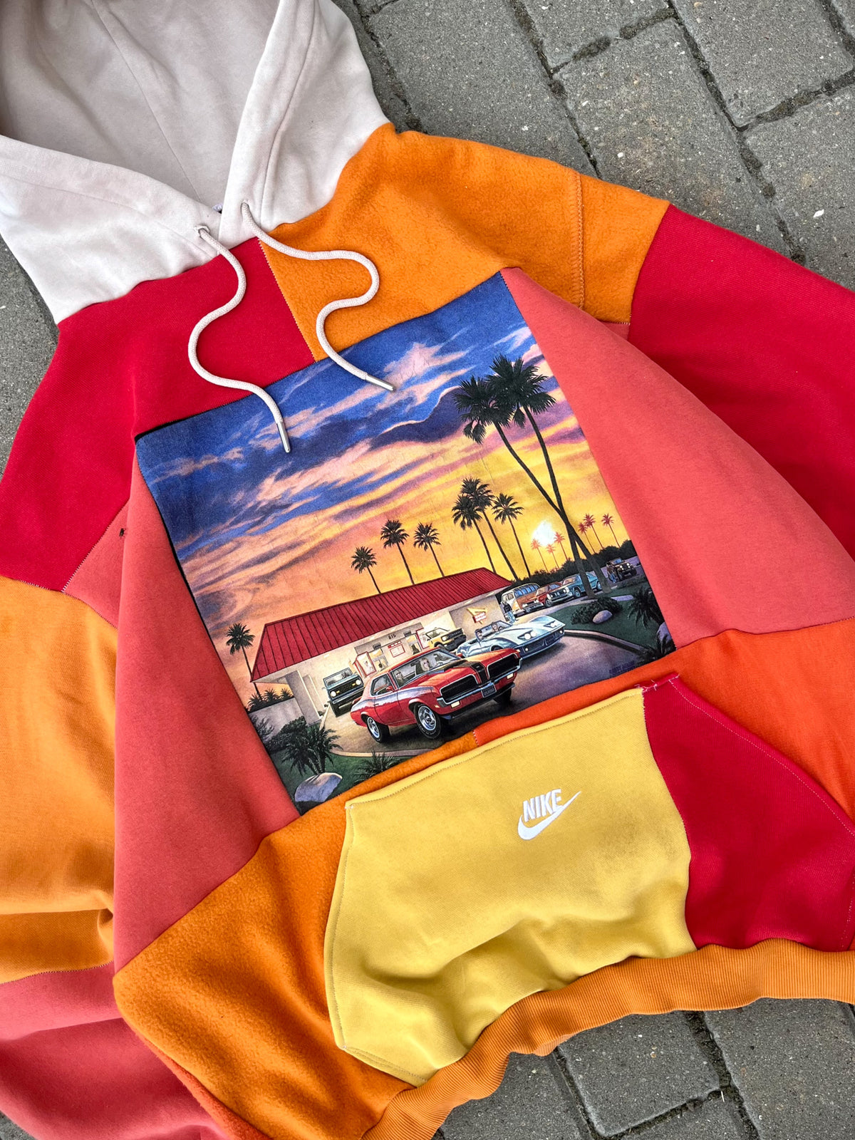 'SUNSET' PATCHWORK HOODIE (L)