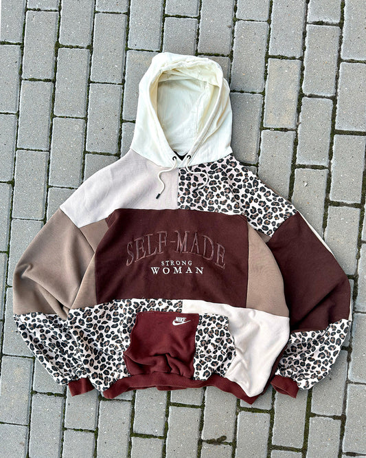 'SELF MADE STRONG WOMAN' PATCHWORK HOODIE (XL)