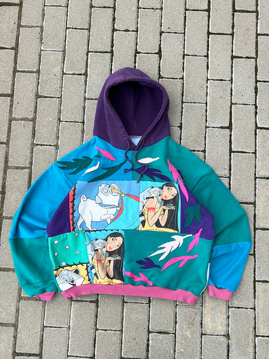 'COLORS OF THE WIND' PATCHWORK HOODIE (L)