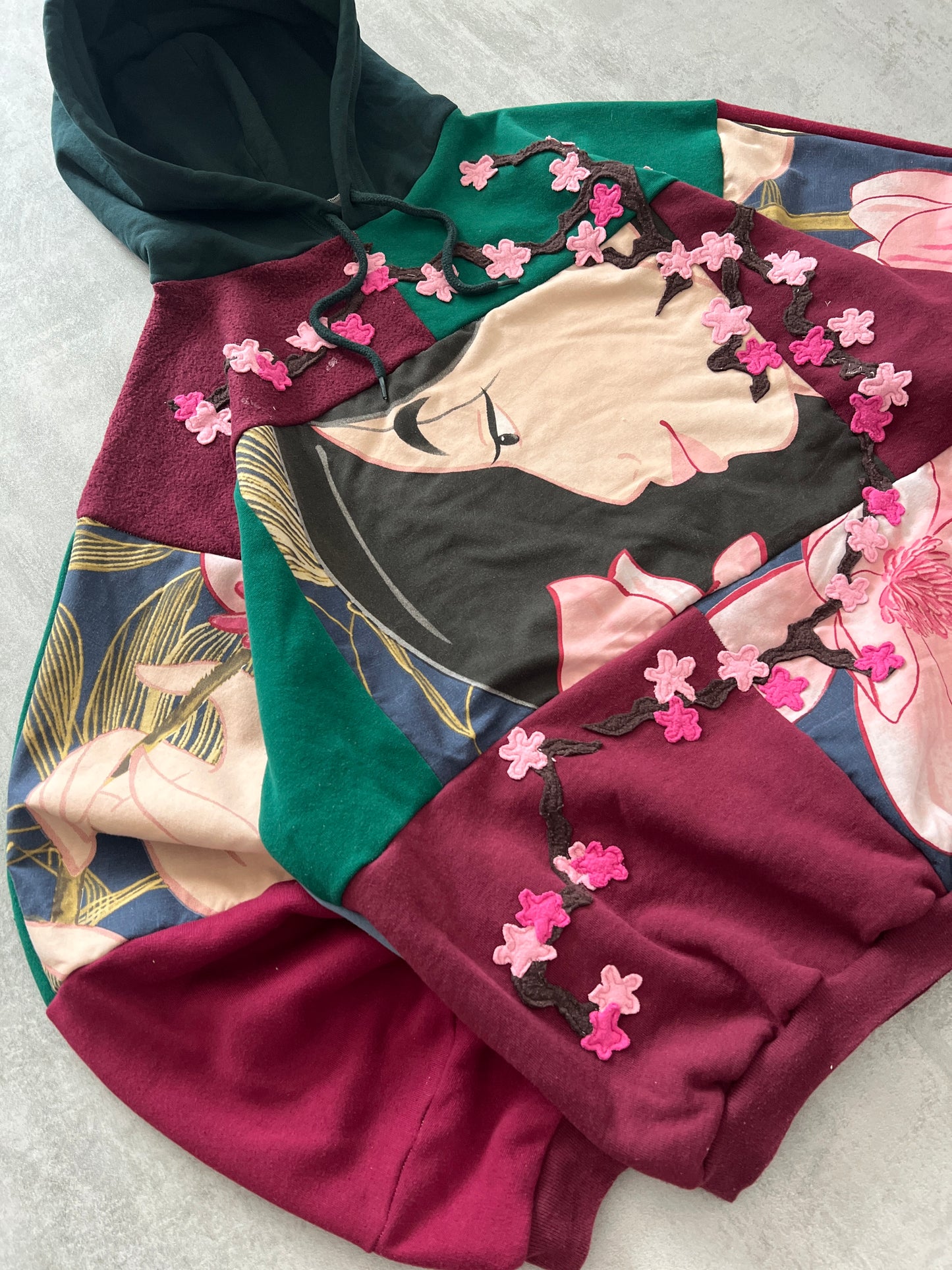 'BLOSSOM WARRIOR' PATCHWORK HOODIE (XL)