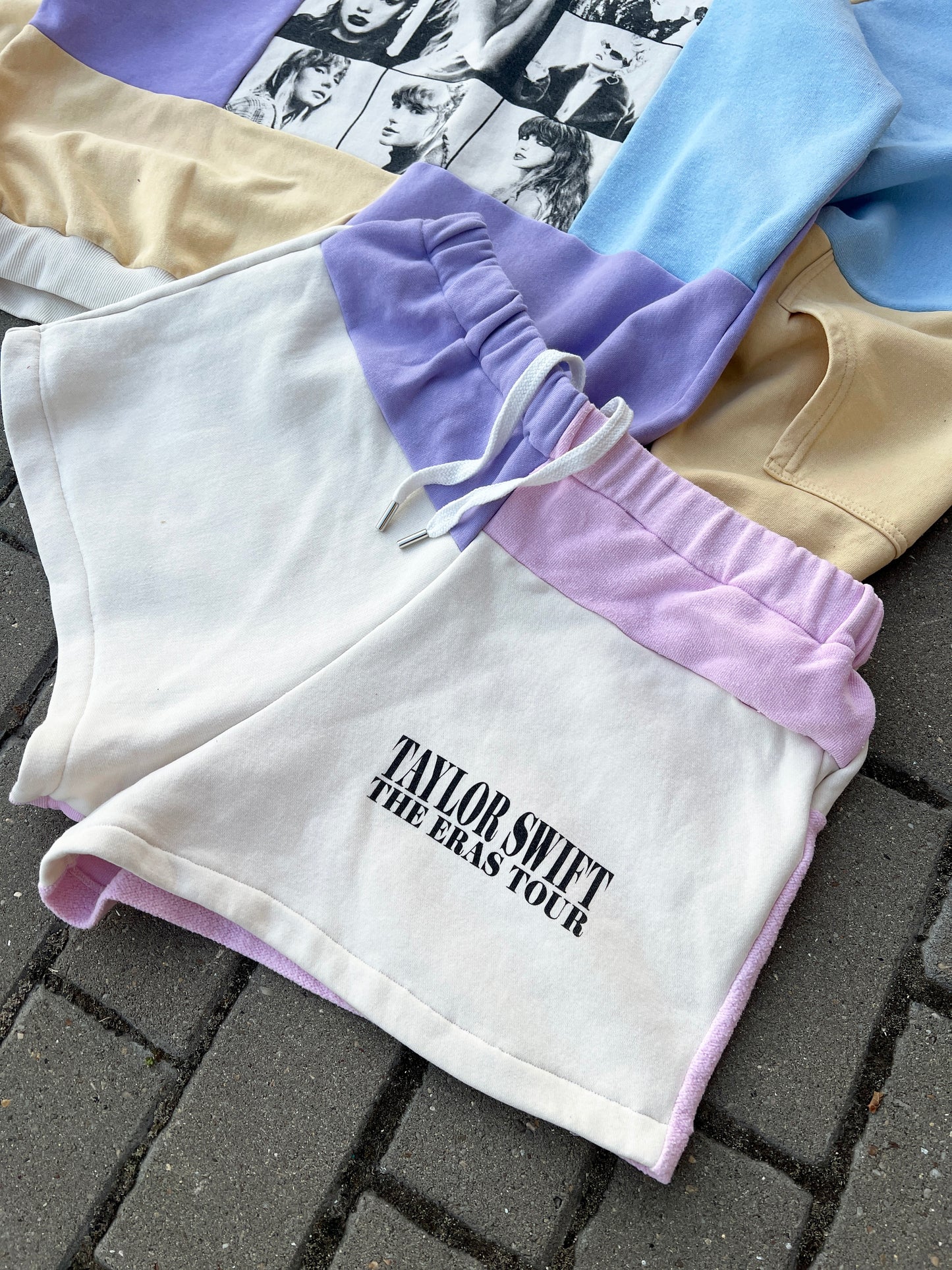 'THE ERAS' PATCHWORK HOODIE & SHORTS (L)
