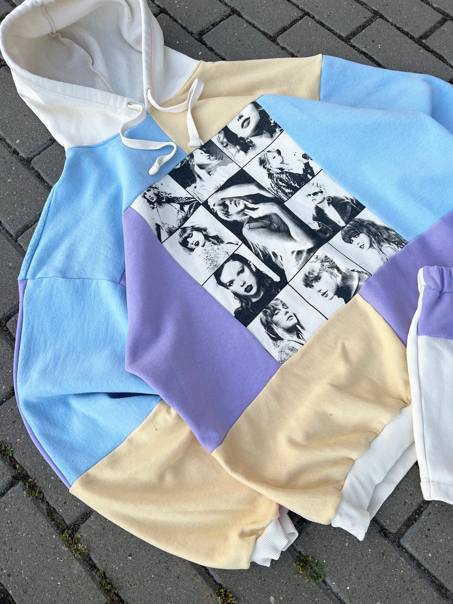 'THE ERAS' PATCHWORK HOODIE & SHORTS (L)