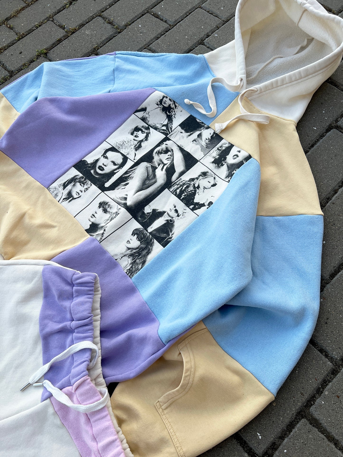 'THE ERAS' PATCHWORK HOODIE & SHORTS (L)