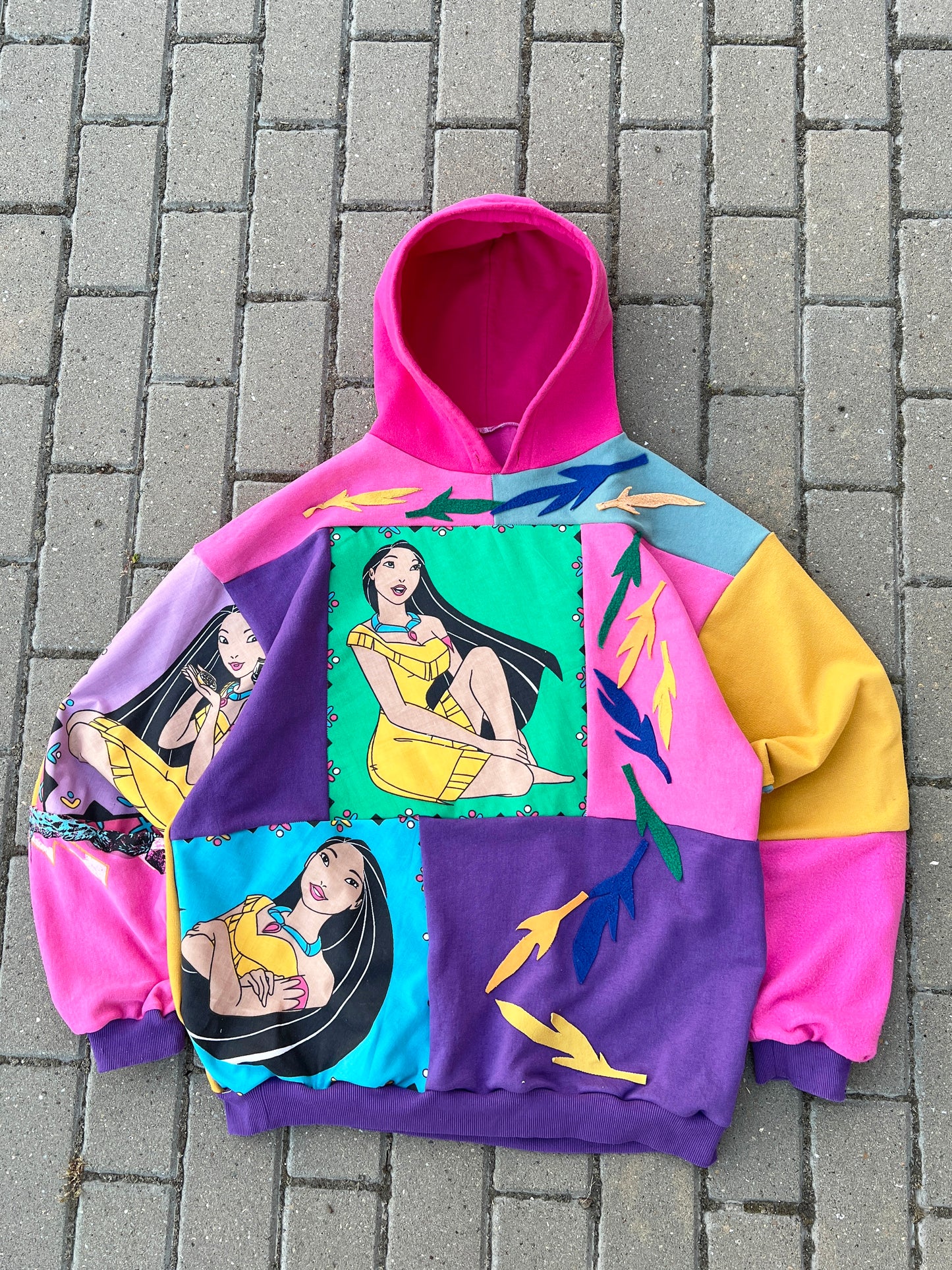 'COLORS OF THE WIND' PATCHWORK HOODIE (L)