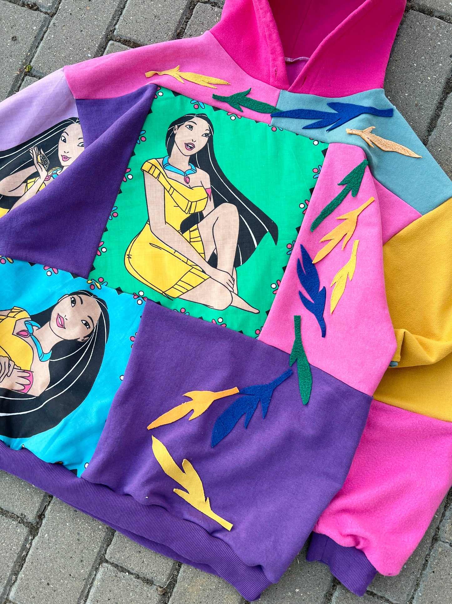 'COLORS OF THE WIND' PATCHWORK HOODIE (L)